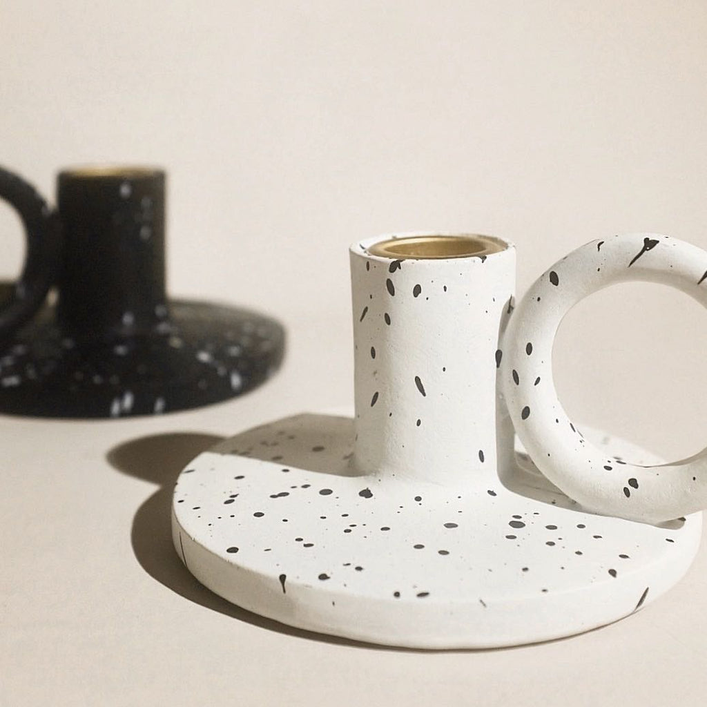 Splash Ink Candle Holders Set